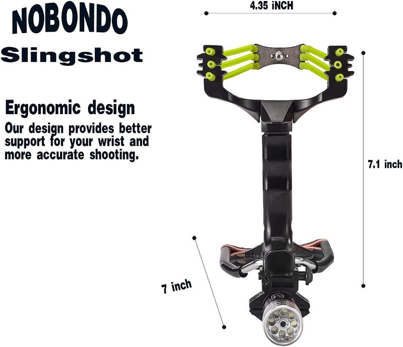 NOBONDO Strong Folding Slingshot - Powerful Adjustable Catapult with Wrist Brace & 100 Ammo Balls | Ideal for Hunting & Survival