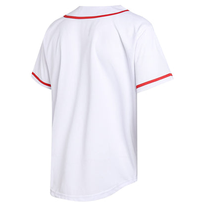 Pullonsy White Baseball Jersey for Men Women Dad 80s 90s 00s 10s Hip Hop Hipster T-Shirts Halloween Outwear Tops Red Stripe-White Jersey,Men Size Large