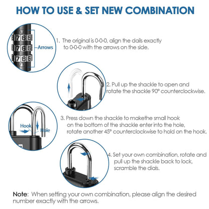 4 Pack TSA Approved Travel Luggage Locks, Combination Lock Keyless, 3-Digit Padlocks, Travel Sentry Accepted Compatible Padlock for Gym Locker, Golf Bag Case, Backpack, Black-by GIVERARE