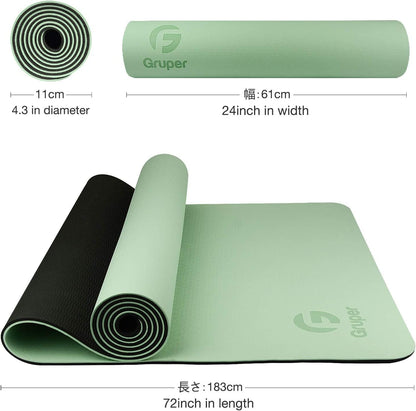 Gruper Yoga Mat Non Slip Thick 1/3'', Eco Friendly Fitness Exercise Mat with Carrying Strap,Pro Yoga Mats for Women,Workout Mats for Home, Pilates and Floor Exercises