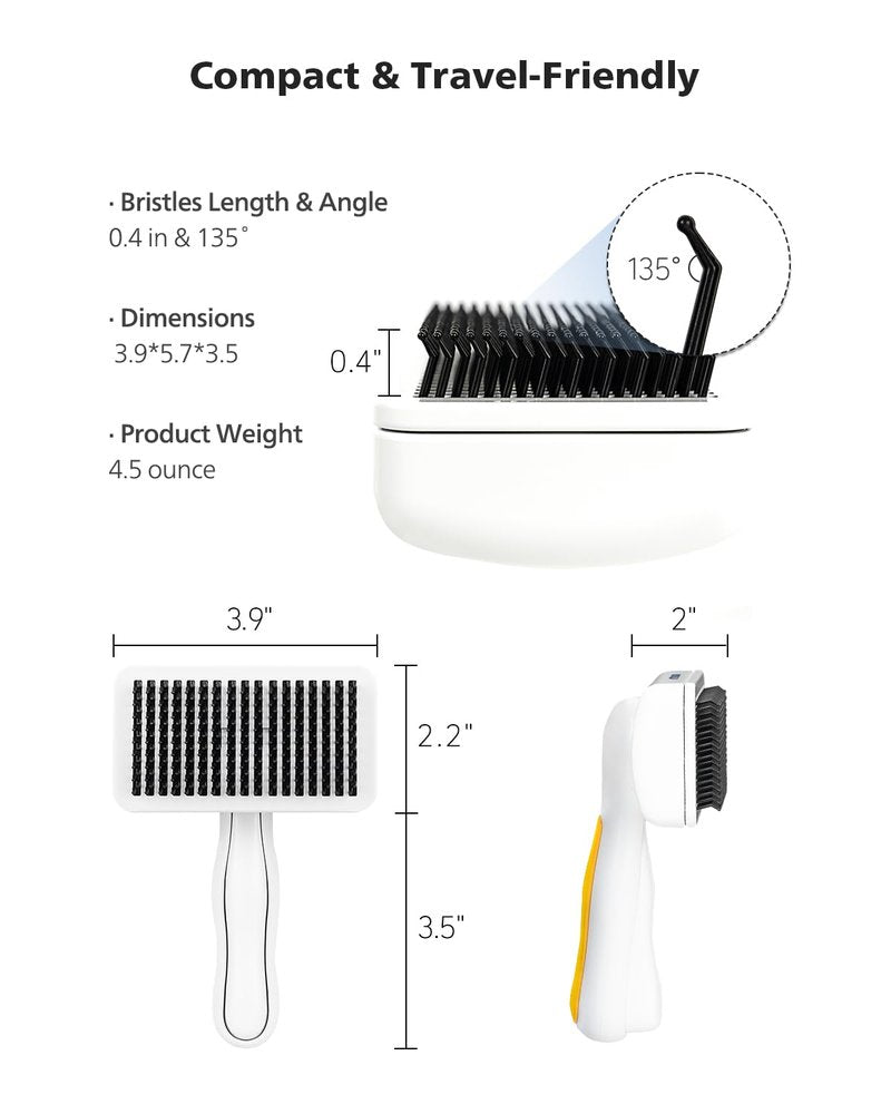 PETHROOM Self-Cleaning Slicker Brush for Dogs & Cats – Gentle Grooming & Deshedding Tool, Removes Mats & Tangles, Skin-Friendly Coated Tips, One-Touch Hair Removal Button