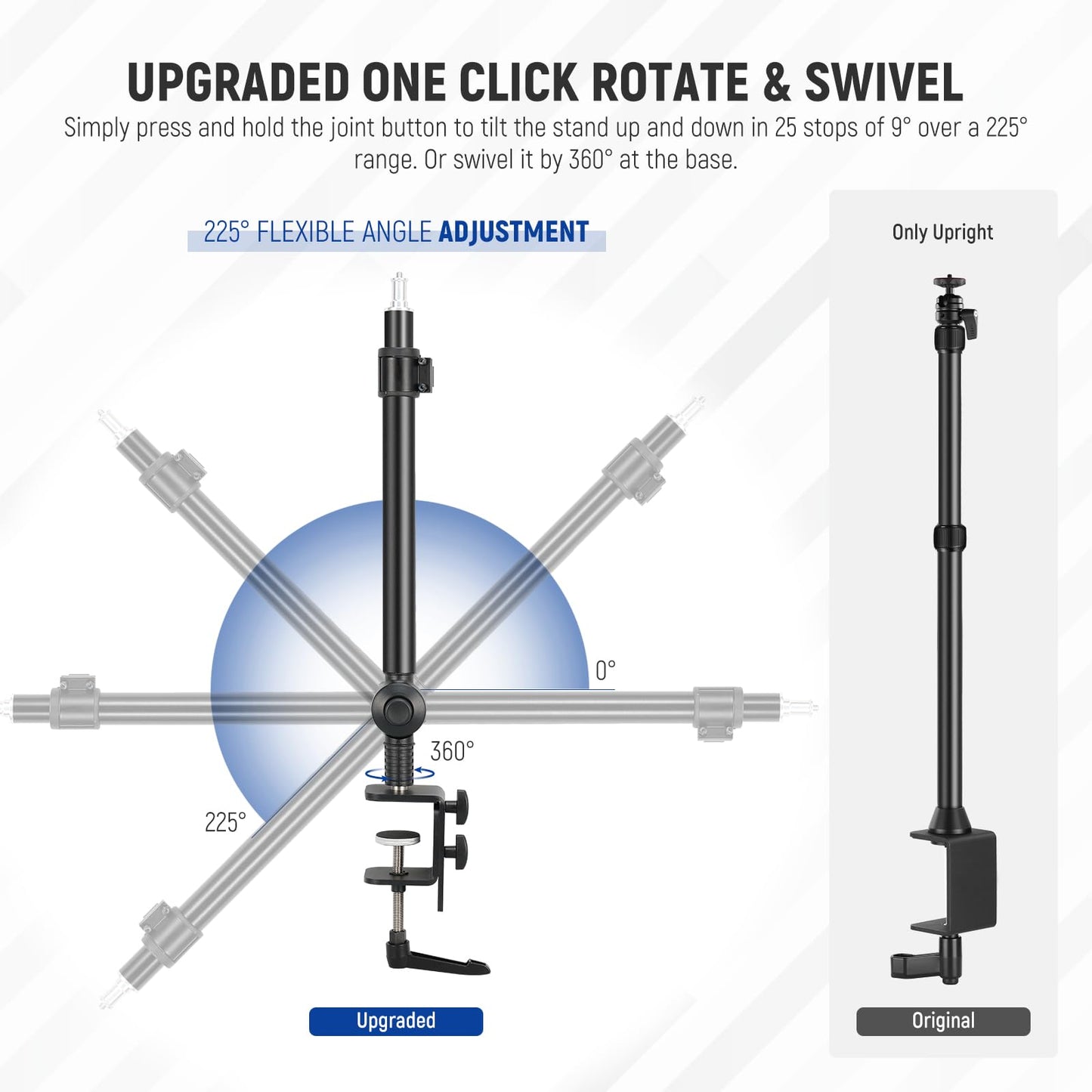 NEEWER Extendable Camera Desk Mount with Ball Head, 17"-40" Adjustable Table Light Stand with 1/4" Screw & C Clamp for DSLR Camera, Ring Light, Live Stream, Vlog, Max Load: 6.6lb/3kg, TL283 (RED)