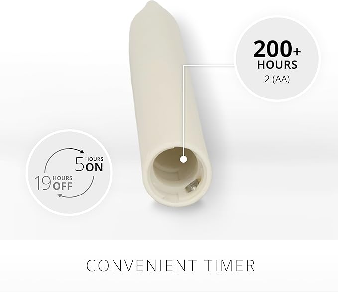 Luminara - Flameless Battery Operated Taper Candle - Pearl Ivory - Pack of 1-1x9.5 - LED Flickering Flame - Realistic Safe for Home Kids and Pets