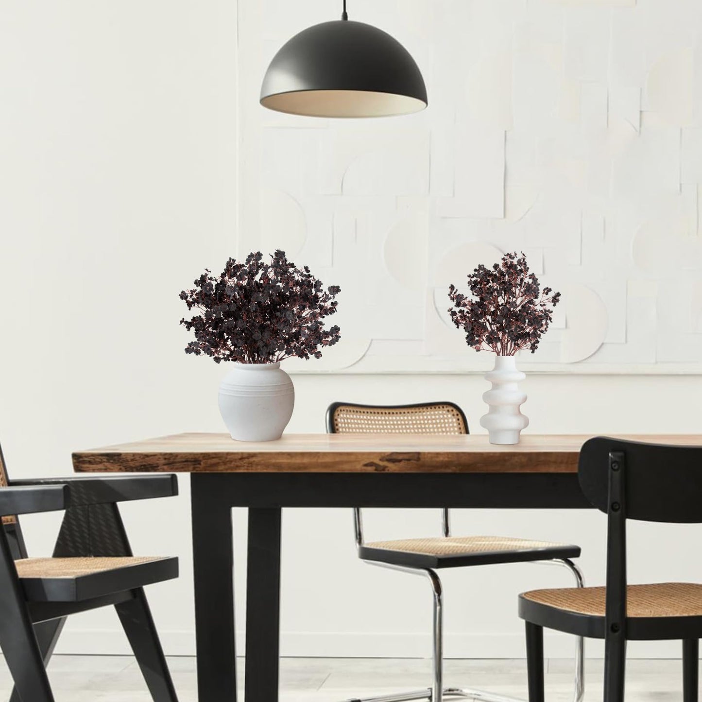 HIAGROW Babys Breath Artificial Flowers, 8 Bundles Real Touch Black Fake Flowers Silk Flowers Bulk for Vase Home Office Wedding Indoor Outdoor Centerpiece Table Party Halloween Decorations