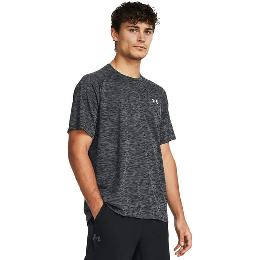Under Armour Men's Tech Textured Short Sleeve T Shirt, (001) Black / / White, Large