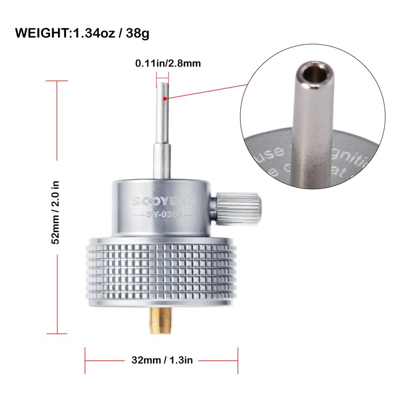 SOOYEAH Propane Refill Adapter with Silicone Oil Port,Airsoft Propane Fill Adapter for Green Gas