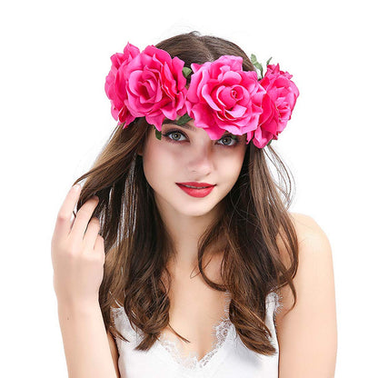 DreamLily Women's Hawaiian Stretch Flower Headband for Garland Party BC12 (Fuchsia)