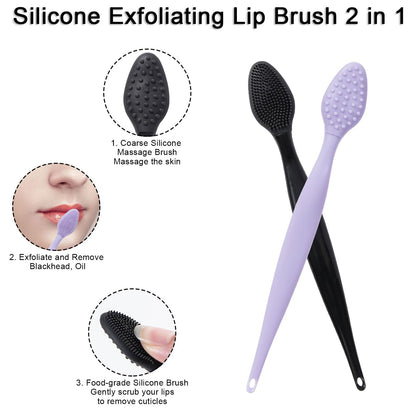 Silicone Facial Cleansing Brush 3 Pack, Beomeen 4 in 1 Handheld Face Scrubber for Deep Gentle Exfoliating, Double-Ended Face Wash Scrub Brush for Face Skincare and Massage (Green)
