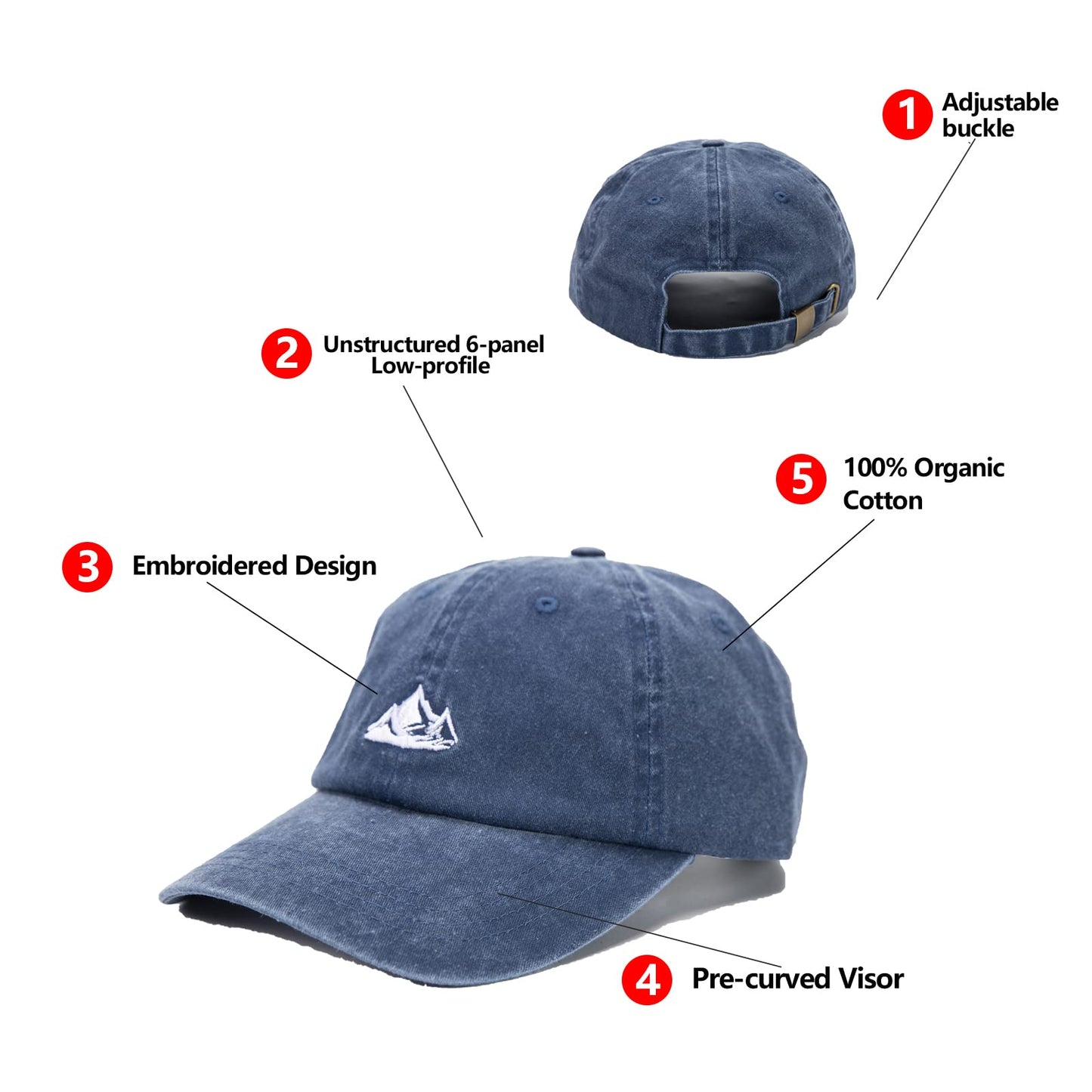 DASMINI Dad Hats for Men Womens Baseball Caps Mountain Hat Adjustable Unstructured Vintage Outdoor Cap(Navy Blue)