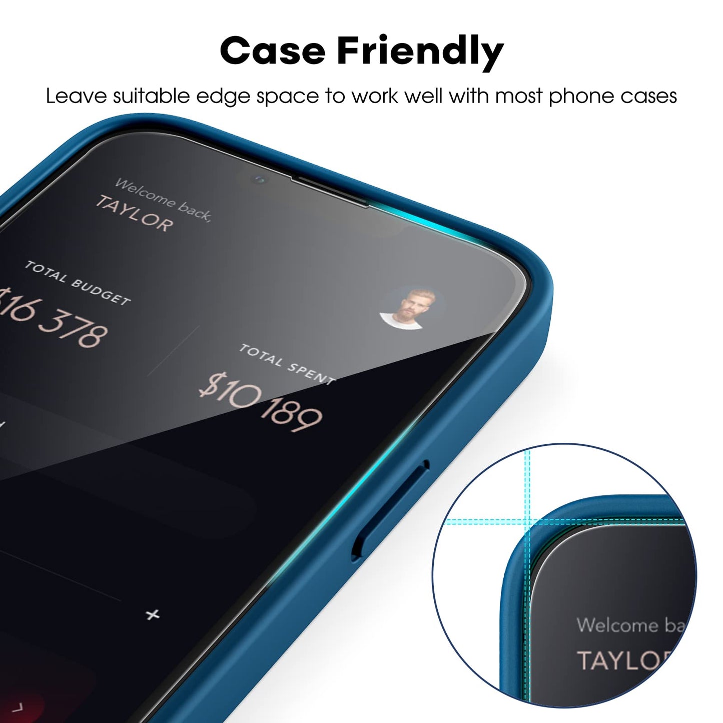 JETech Full Coverage Screen Protector for iPhone 16e 2025, iPhone 13/13 Pro 6.1-Inch, Tempered Glass Film with Easy Installation Tool, Case-Friendly, HD Clear, 3-Pack