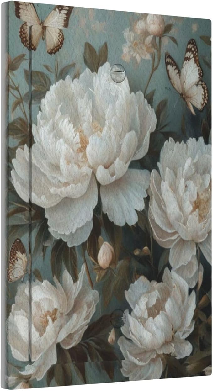 Decorative Art Light Switch Covers Butterflies & Peonies 1 Gang No Device Blank Switchplate Electrical Faceplate for Home Decor