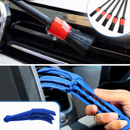 URAQT Car Detailing Cleaning Brushes Kit, 15 Pcs Car Interior Washing Tool Set, Automotive Detail Brushes for Car Exterior, Interior, Air Vents, Dashboard, Emblems, Engine, Wheel