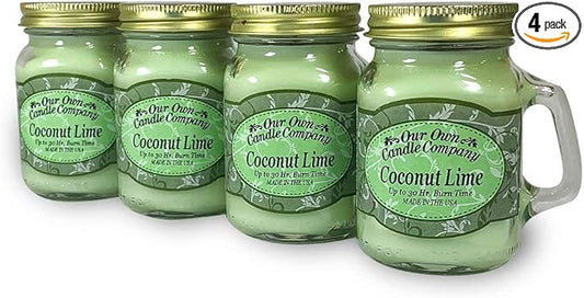 Coconut Lime Scented Mini Mason Jar Candle by Our Own Candle Company, 3.5 Ounce (4 Pack)