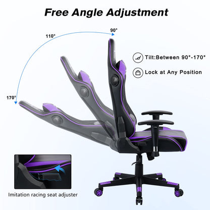 GTRACING Gaming Chair with Bluetooth Speakers Music Video Game Chair Audio Ergonomic Design Heavy Duty Office Computer Desk Chair GT890M Purple