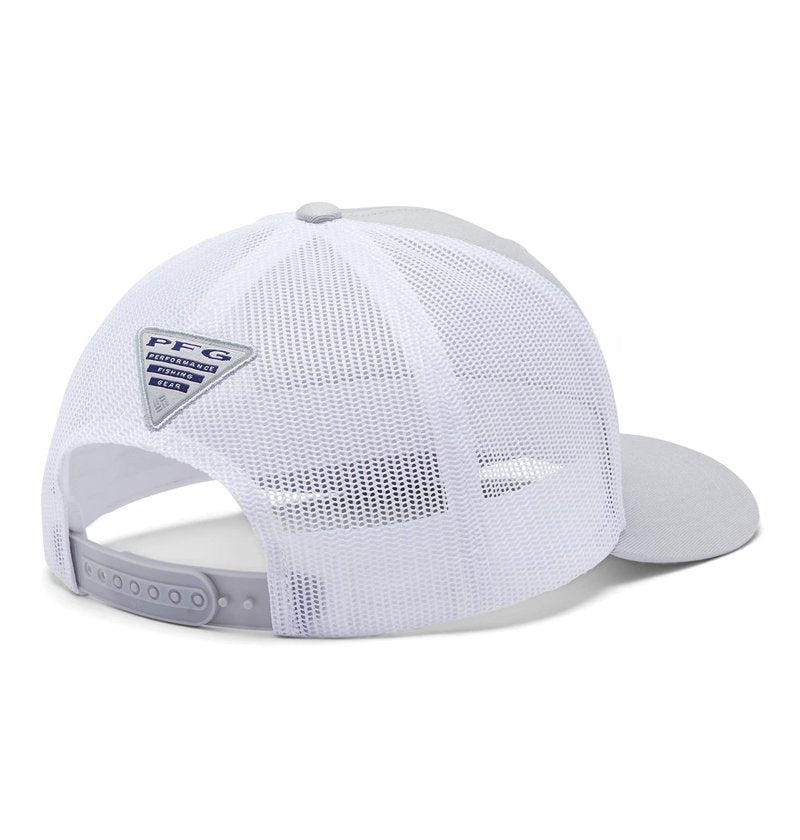 Columbia Unisex PFG Mesh Snap Back Fish Flag Ball Cap, Cool Grey/White/US Fish Flag, One Size