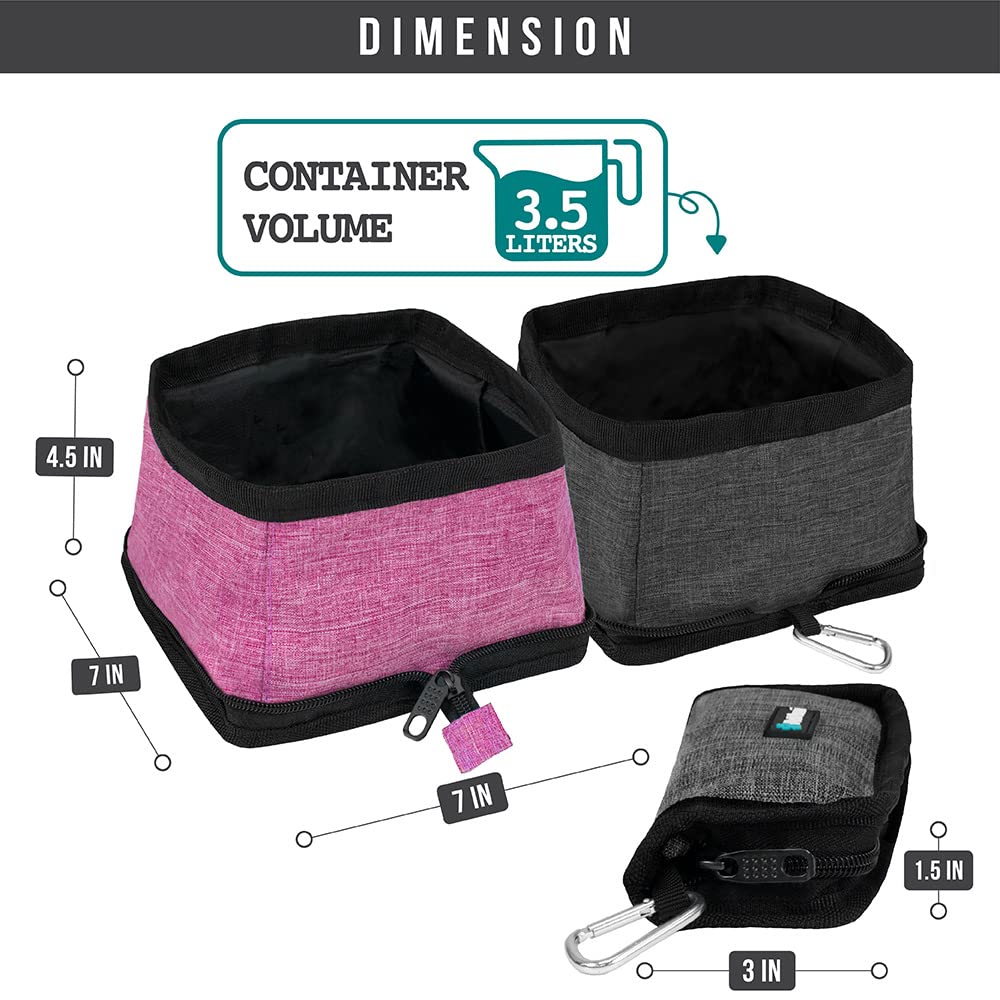 PetAmi Collapsible Dog Bowls 2 Pack, Food and Water Bowls Travel Set, Portable Pet Dish No Spill, Foldable Lightweight BPA Free Leakproof Bowls, Camping Hiking Walking Outdoor Gear Accessories, Black