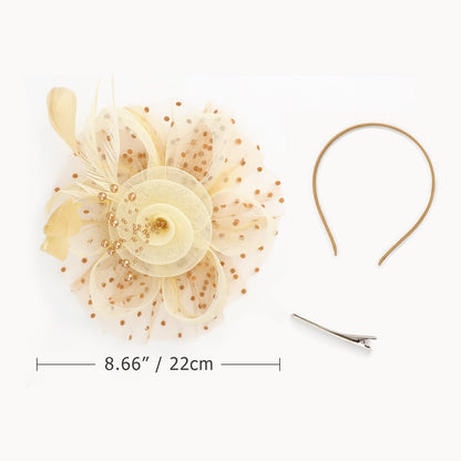 AQOKKA Women Fascinators Hats Flower Fascinators with Headband and Clip Tea Party Headwear for Women and Girls