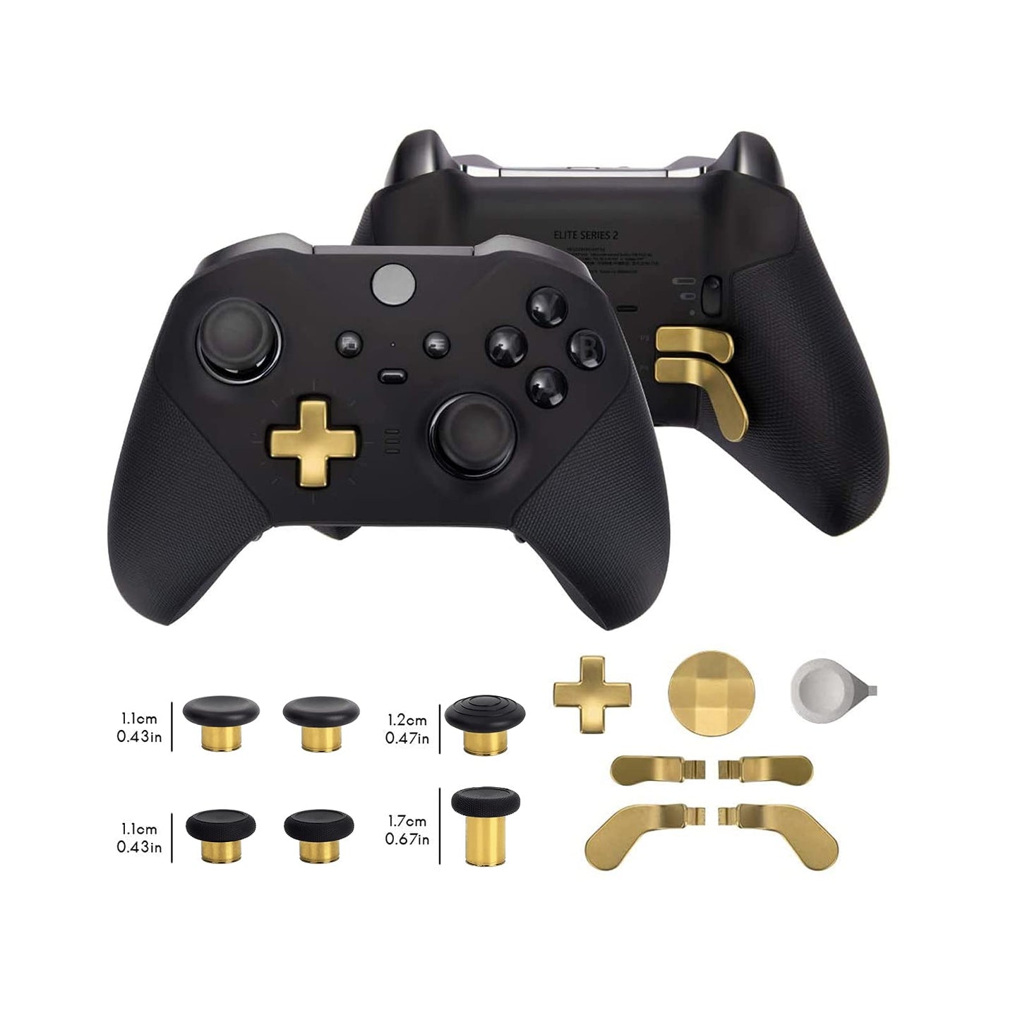 13 in 1 Metal Thumbsticks for Xbox One Elite Series 2, Elite Series 2 Controller Accessory Parts, Gaming Accessory Replacement, Metal Mod 6 Swap Joystick, 4 Paddles, 2 D-Pads, 1 Tool (Plating Gold)