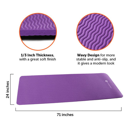 GYMENIST Thick Exercise Yoga Floor Mat Nbr 24 X 71 Inches, Great for Camping Cardio Workout Pilates Gymnastics