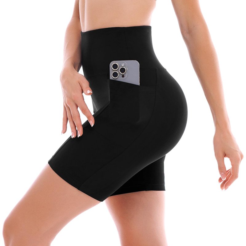 Ipletix Biker Shorts with Pockets for Women - 6'' High Waisted Womens Yoga Gym Athletic Running Workout Shorts Pink LXL