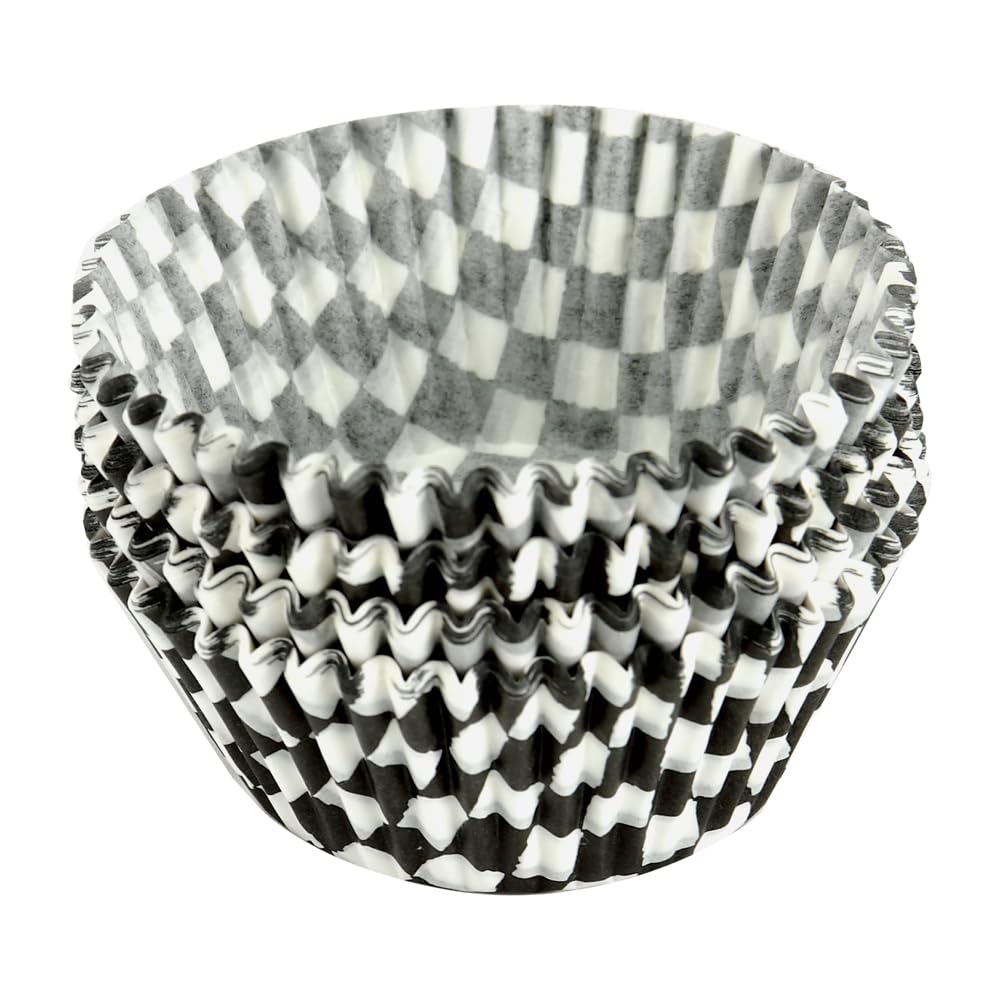 BinaryABC Black Checkered Cupcake Liners Baking Cups,Birthday Cake Decorations Party Supplies,100Pcs
