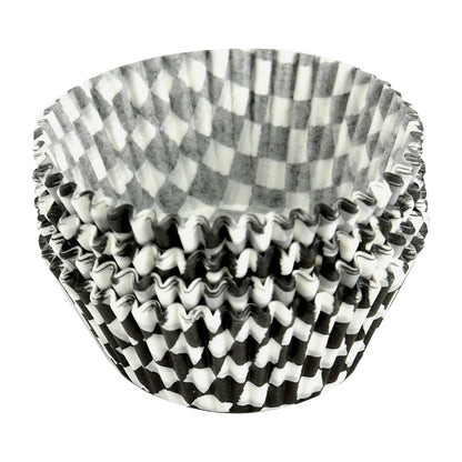 BinaryABC Black Checkered Cupcake Liners Baking Cups,Birthday Cake Decorations Party Supplies,100Pcs