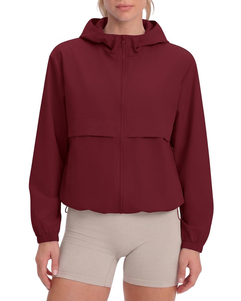 Locachy Women's Lightweight Athletic Workout Hoodie Long Sleeve Full Zip Gym Running Outdoor Jacket Burgundy L