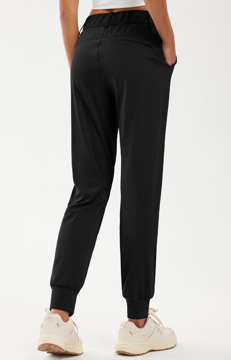 Libin Women's 4-Way Stretch Golf Joggers Pants with Pockets, Tapered Athletic Running Sweatpants, Work Dress Casual Slacks for Women, Black M