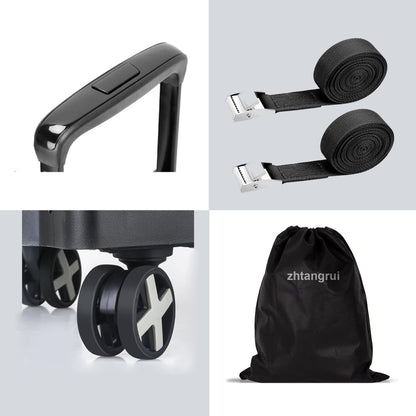 Car Seat Dolly for Airport - CarSeat Roller Cart Wheels for Airplane - Car Seat Travel Cart Carrier with Straps Trolley Foldable Luggage Trolley (Black)