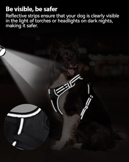 Joytale No Pull Dog Harness Medium Sized Dog, Reflective Pet Vest with Front Clip, Adjustable Soft Padded Harnesses with Easy Control Handle for Training and Walking, Black, M