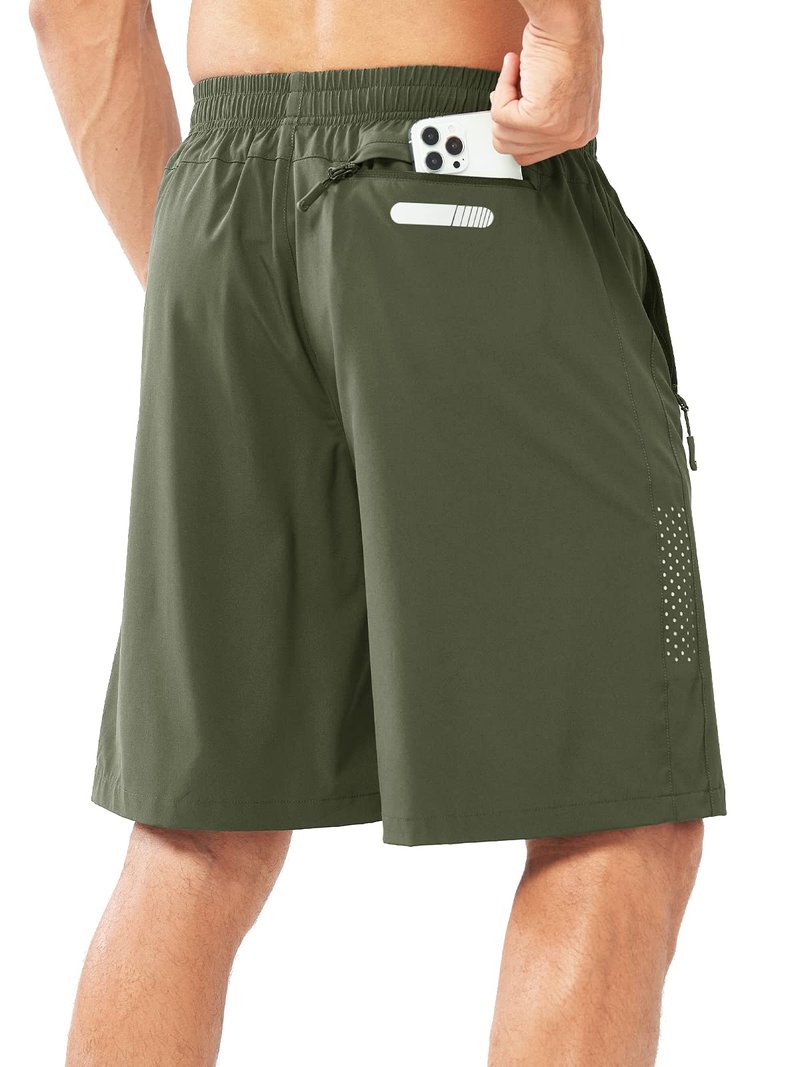 NORTHYARD Men's Athletic Running Shorts Gym Workout 7"/9"/5" Quick Dry Lightweight Sports Basketball Tennis 3 Zipper Pockets ARMYGREEN-9inch L