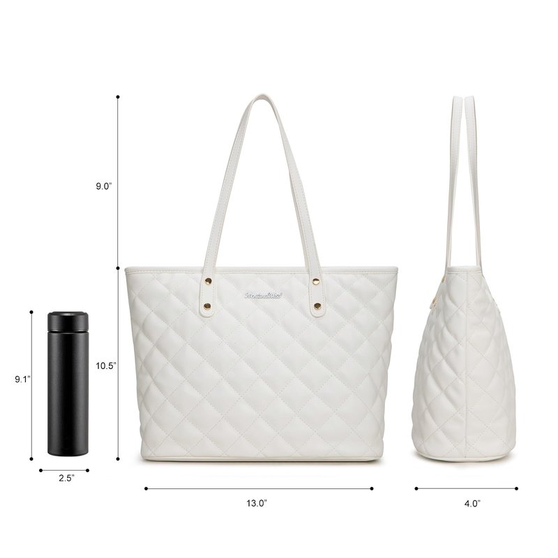 Montana West white purse quilted tote bag for women large tote purse for women shoulder bag womens handbags hobo purse with top zipper MWC-084BWT