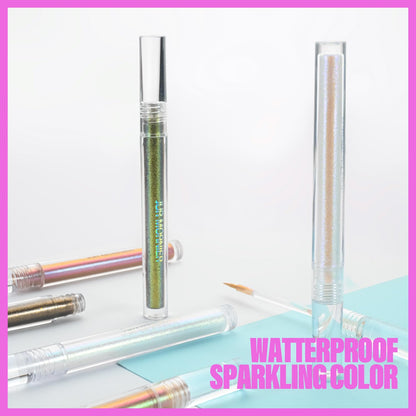 JUR MORNIER Multichrome Liquid Eyeshadow Set,3 Colors Multi-Dimensional Fairy Makeup,High Pigment Waterproof Aurora Eye Shadow,Ultre Fine Tip Glitter Eyeliner (01 Aurora+02 Twilight+03 Moonbow)