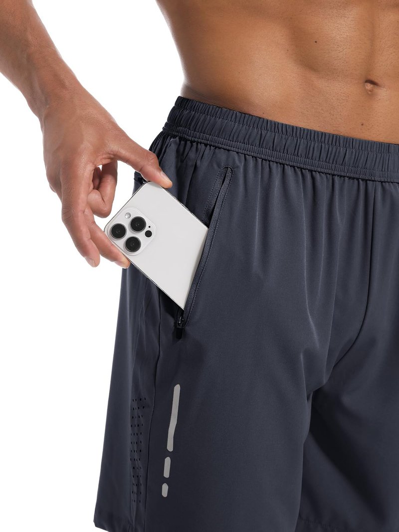 Lissmith Mens Running Shorts Athletic Gym Workout 7 Inch Basketball Hiking Casual Quick Dry Sports Lightweight Shorts Dark Grey L