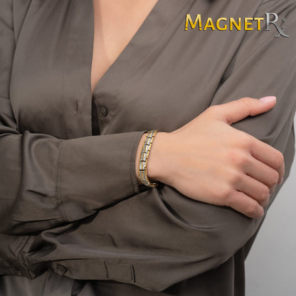 MagnetRX® Women's Ultra Strength Magnetic Bracelet - Effective Titanium Magnetic Bracelets for Women - Adjustable Bracelet Length with Sizing Tool for Perfect Fit (Silver & Gold)