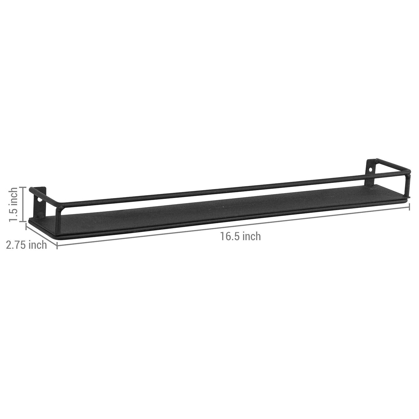 MyGift 16 Inch Wall Mounted Black Metal Nail Polish and Essential Oil Display Shelves, Kitchen Hanging Racks for Seasoning Shakers or Spice Jars, Set of 5