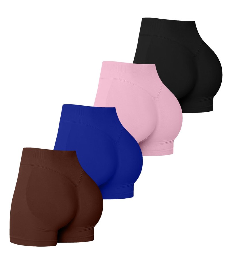 YWBIN 4 Pack Women Workout Gym Impact Shorts Seamless Scrunch Butt Lifting Gym Yoga Shorts