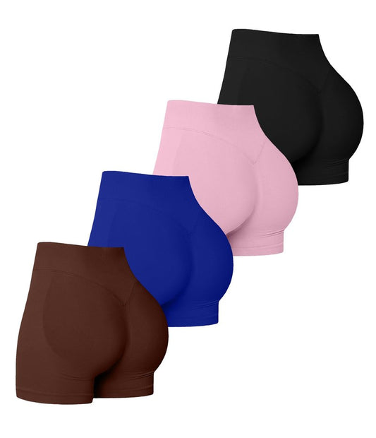 YWBIN 4 Pack Women Workout Gym Impact Shorts Seamless Scrunch Butt Lifting Gym Yoga Shorts