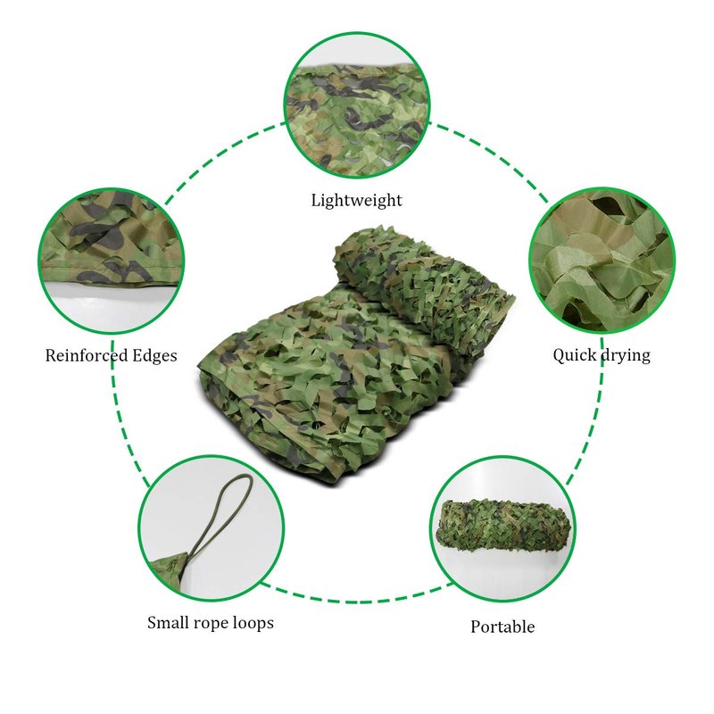 Camo Netting, Camouflage Mesh Netting for Hunting Blinds, Woodland Mesh Perfect Camonetting for Camping Shooting Hunting, Military Theme Party Decoration Sun Shade Outdoor 13x5ft