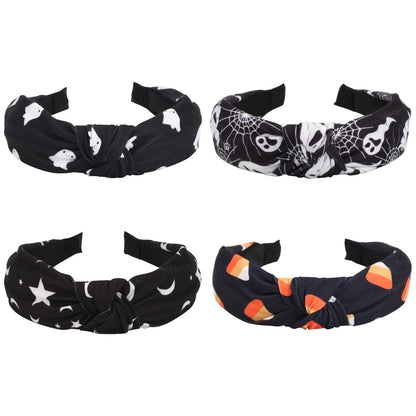 Ardorchid Halloween Headbands for Women Girls Ghost Skeleton Pumpkin Spider Web Black Star Moon Hairbands (4PCS Halloween Headbands)