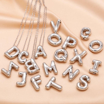 MTINEAPS Silver Initial Necklaces for Women Teens Gifts Trendy Stuff Bubble Letter Pendant Necklaces Sterling Silver Jewelry Birthday Gifts for Women Teen Her Sister A