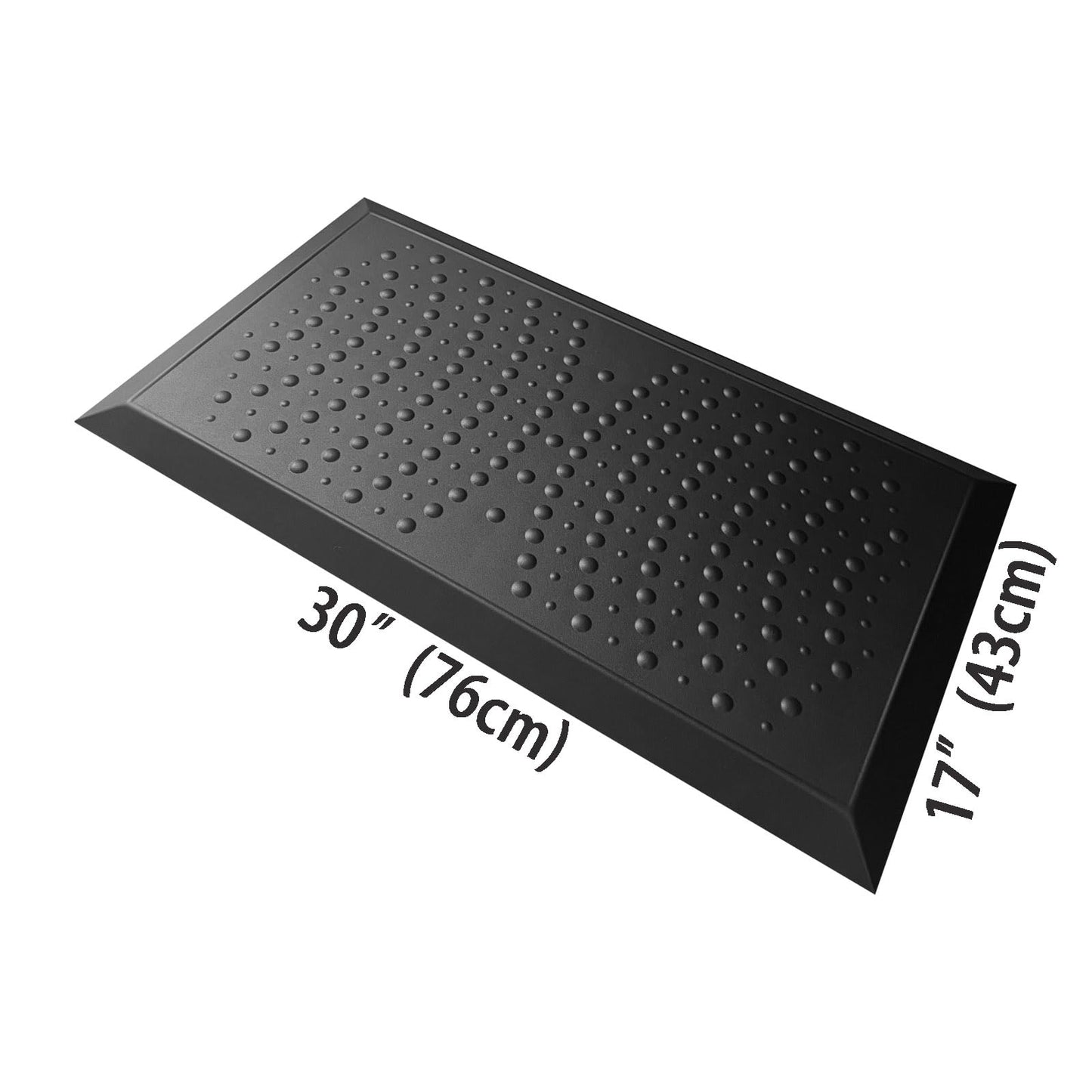1" Extra Thick Anti Fatigue Kitchen Floor Mat Comfort Standing Mat 17'' x 30'', Office Standing Desk Mat, Kitchen Rug, Massage Points Comfort Mat, 140D PU Foam (Black)