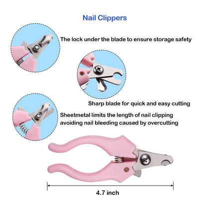 Elfirly Professional Dog Grooming Scissors Kit Stainless Steel Round Tip Cutting Curved Scissors Thinning Shears for Hair Trimming with Extra Dog Nail Clippers & Grooming Comb for Pets
