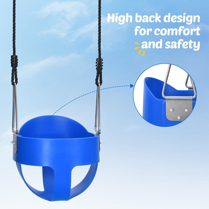 Trekassy Swing Sets for Backyard, 440lbs Heavy Duty A-Frame Metal Swing Stand with 1 Saucer Swing and 1 Toddler Swing Outdoor Kids Play Equipment for Playground Playset (Patented)