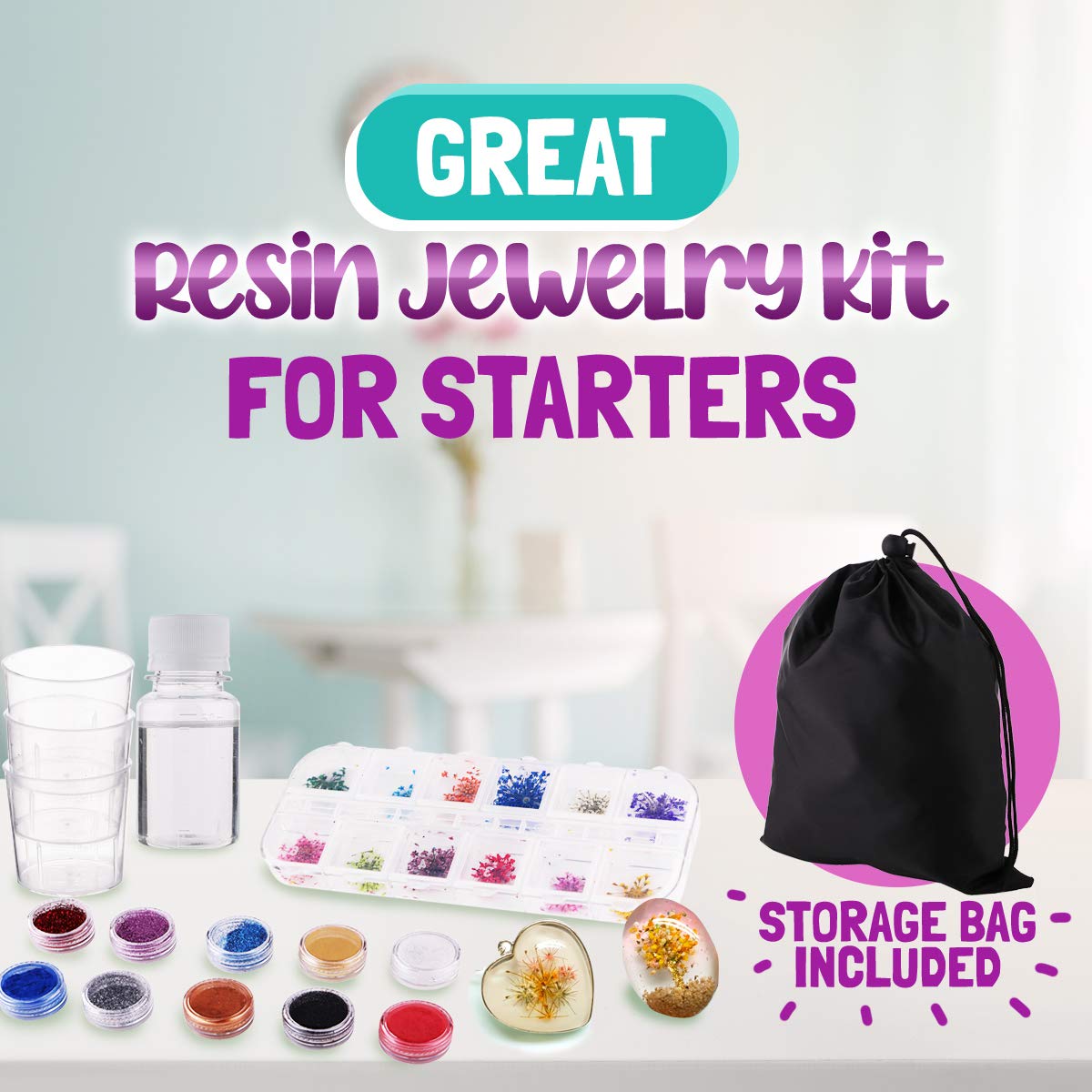 Goody King Resin Jewelry Making Starter Kit - Resin Kits for Beginners with Molds and Resin Jewelry Making Supplies - Silicone Casting Mold, Tools Set Clear Epoxy for DIY Jewelry