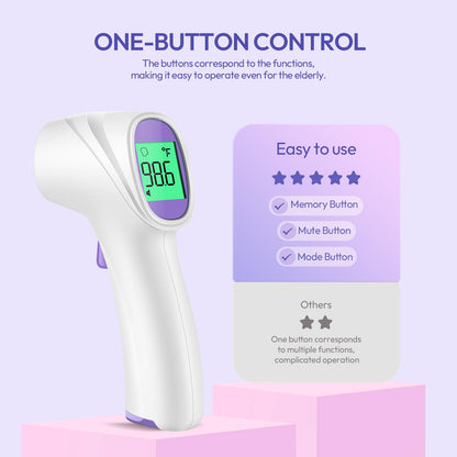 Forehead Thermometer for Adults, Kids & Babies, No-Touch Digital Thermometer with LCD Backlight Display, FSA HSA Eligible, Fever Alarm and 1s Instant Reading - Purple
