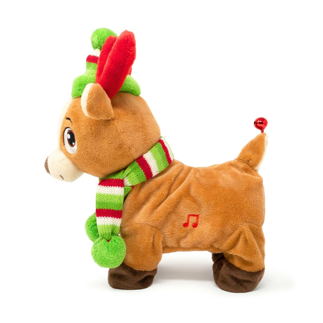 Cuddle Barn | Tooty Rudy - Farting Reindeer Toy | Christmas Plush Walks, Shakes Tail, Makes Fart Noises - Sings We Wish You a Smelly Christmas | White Elephant Gift for Adults, Teens, Kids - 10 Inches