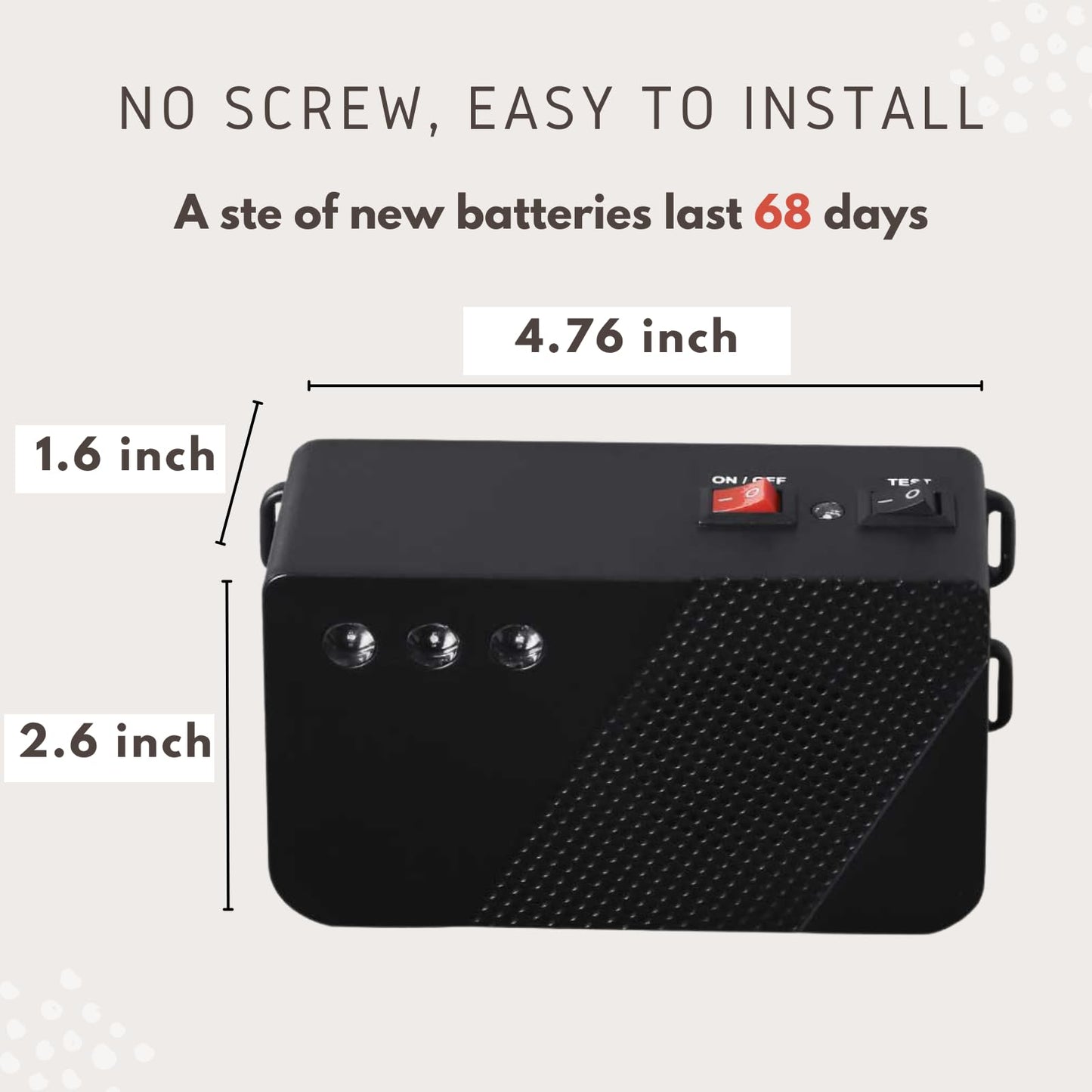 Glaobule Ultrasonic Rodent Repellent Battery Operated Ultrasonic Mouse Repeller Under Hood Pest Repeller Rat Mice Deterrent with Strobe Lights for Car Engine Indoor Use 1Pack