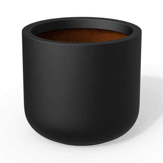 Kante Round Concrete Planter, 13.8 Inch Dia Classic-Style Large Pot with Drainage, Black Finish with Painted Interior, for Indoor & Outdoor Plants, Home, Patio and Garden