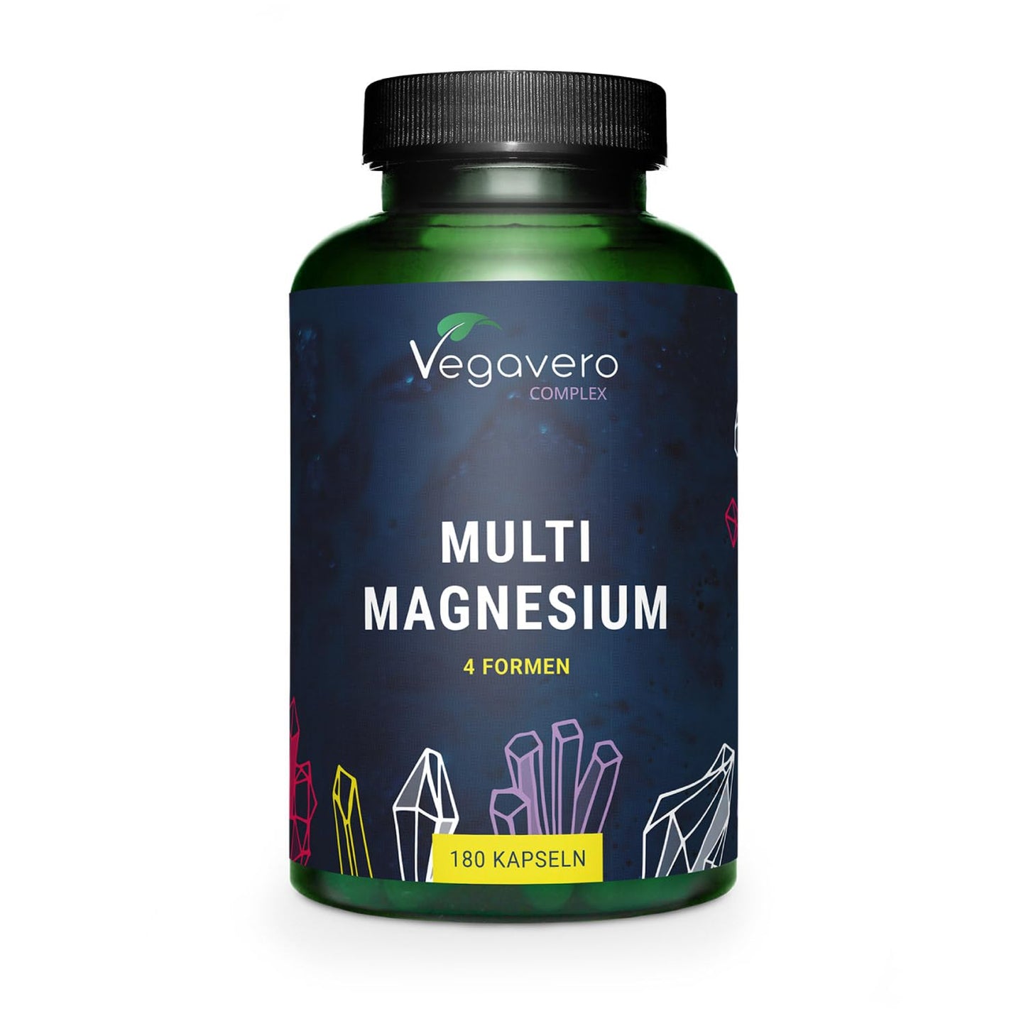 Vegavero Advanced Multi Magnesium Complex | with 4X Chelated Forms: Citrate, Bisglycinate, Malate & Taurate | Vitamins B6 & B2 for Superior Absorption | 180 Vegan Capsules | NO Additives